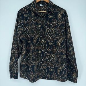 Vintage button down paisley print top
